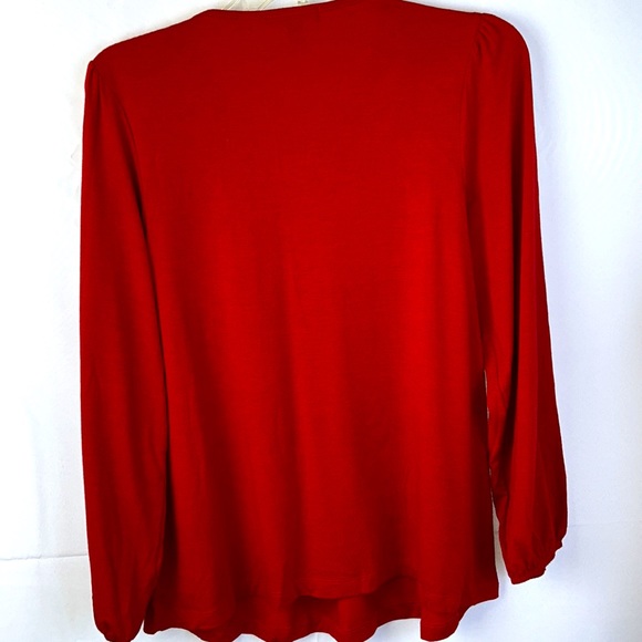 Cha Cha Vente Red Shirt Small Like New Gathered Long Sleeve - Picture 3 of 6